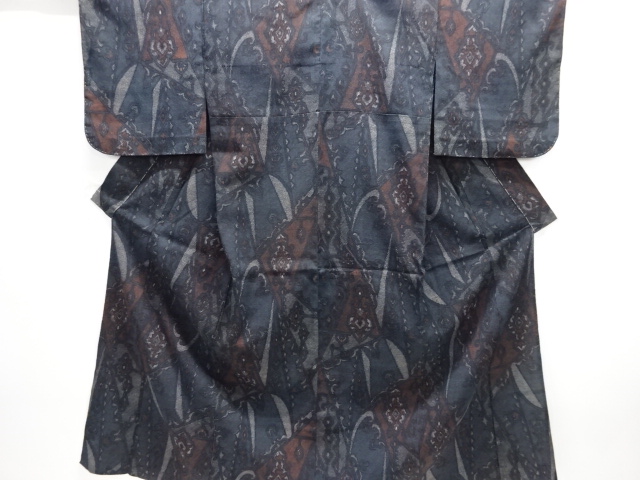 JAPANSES KIMONO / HITOE KIMONO / SILK / SHIOZAWA / TAISHO ROMAN STYLE / WOVEN RHOMBUS & FLORAL CREST